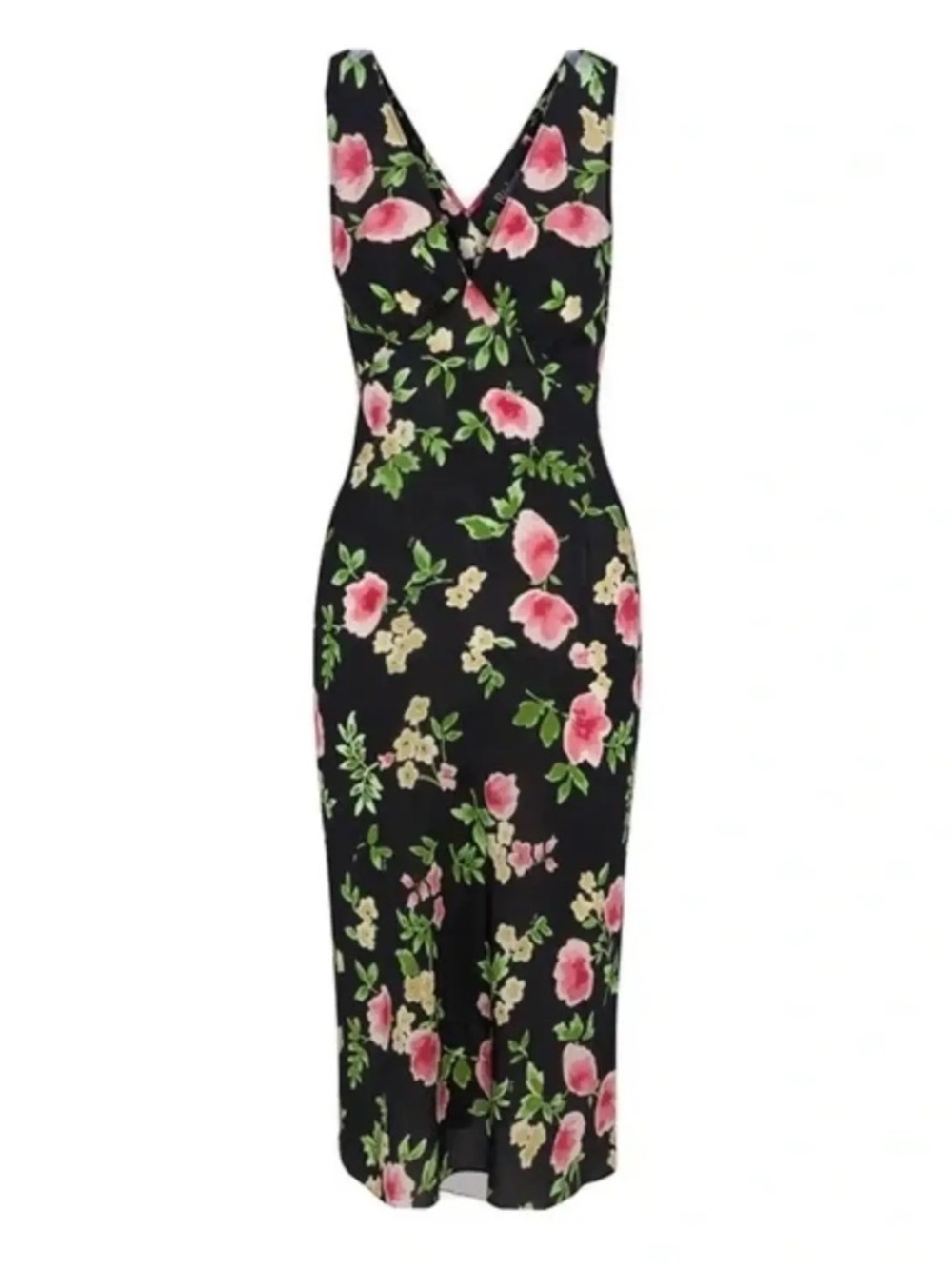 Realisation Par Black Maxi Dress with Pink & Green Floral Print *WORN ONCE*